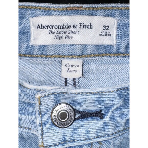 Abercrombie & Fitch Curve Love High Rise Loose Cutoff Denim Shorts Size 32 - Picture 3 of 13